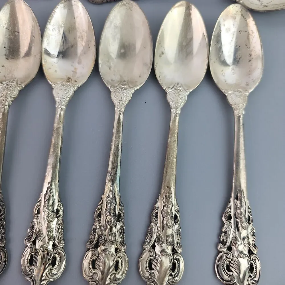 Vintage Baroque by Godinger Flatware Lot of 16 Spoons Silverplate for Craft
